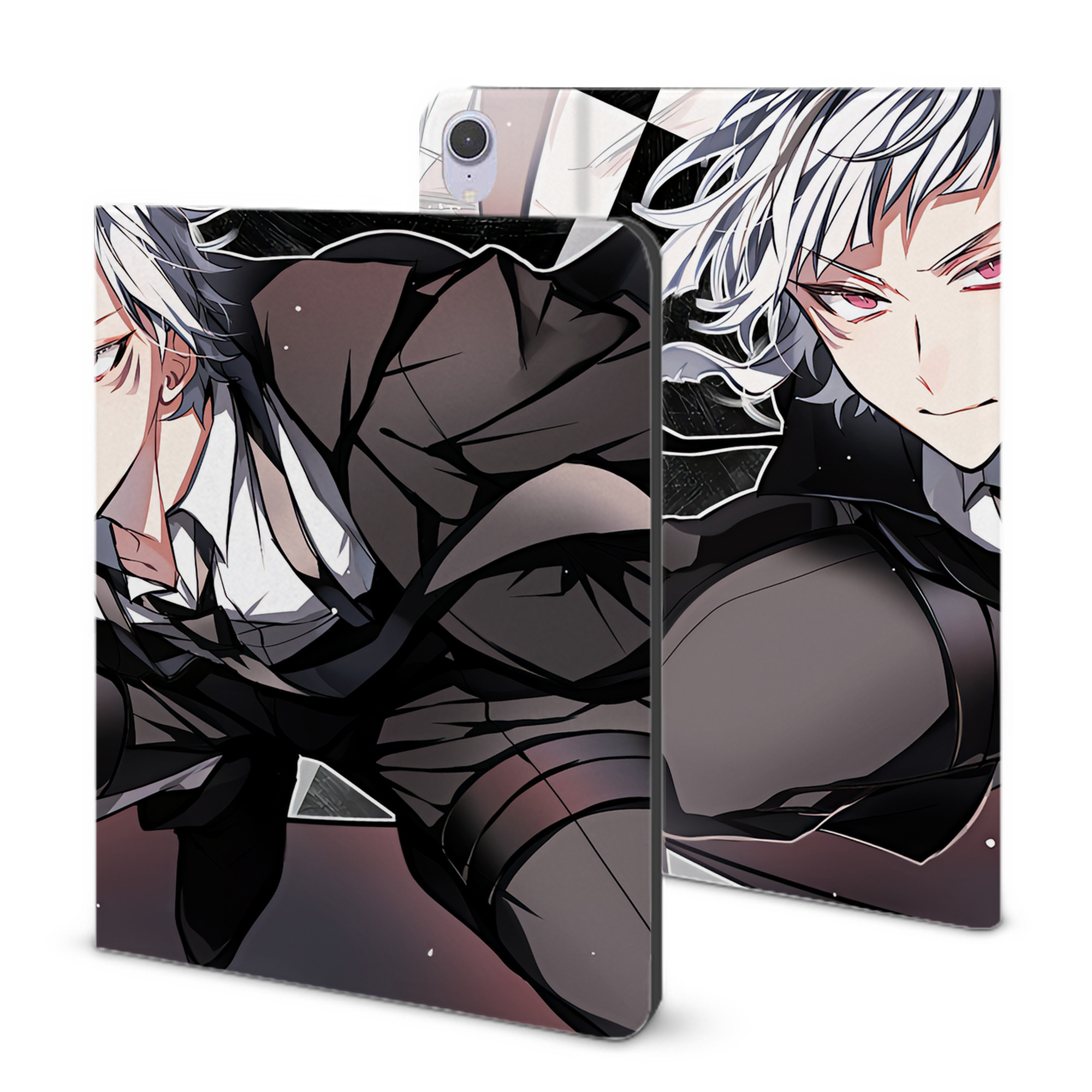 （画像用） 文豪ストレイドッグス Bungo Stray Dogs IPad ケース ブック型 PUレザー TPU 耐衝撃 軽量 薄型 ペン収納なし 全面保護 IPad 各モデル対応